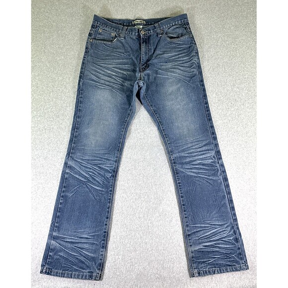 Seven Souls Mens Jeans Blue Tag Size 34x33 (36x34) Bootcut Medium Wash Denim - Picture 1 of 14